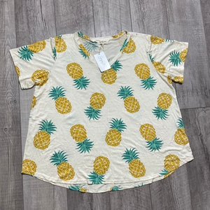 NWT‎ Sweet Lovely by Jen Women 3XL T-Shirt Pineapple Ivory Mustard Green
